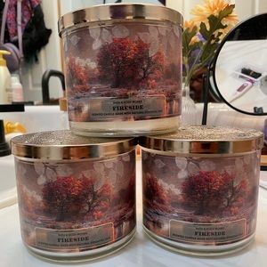 3-count Fireside Bath & Body Works candles